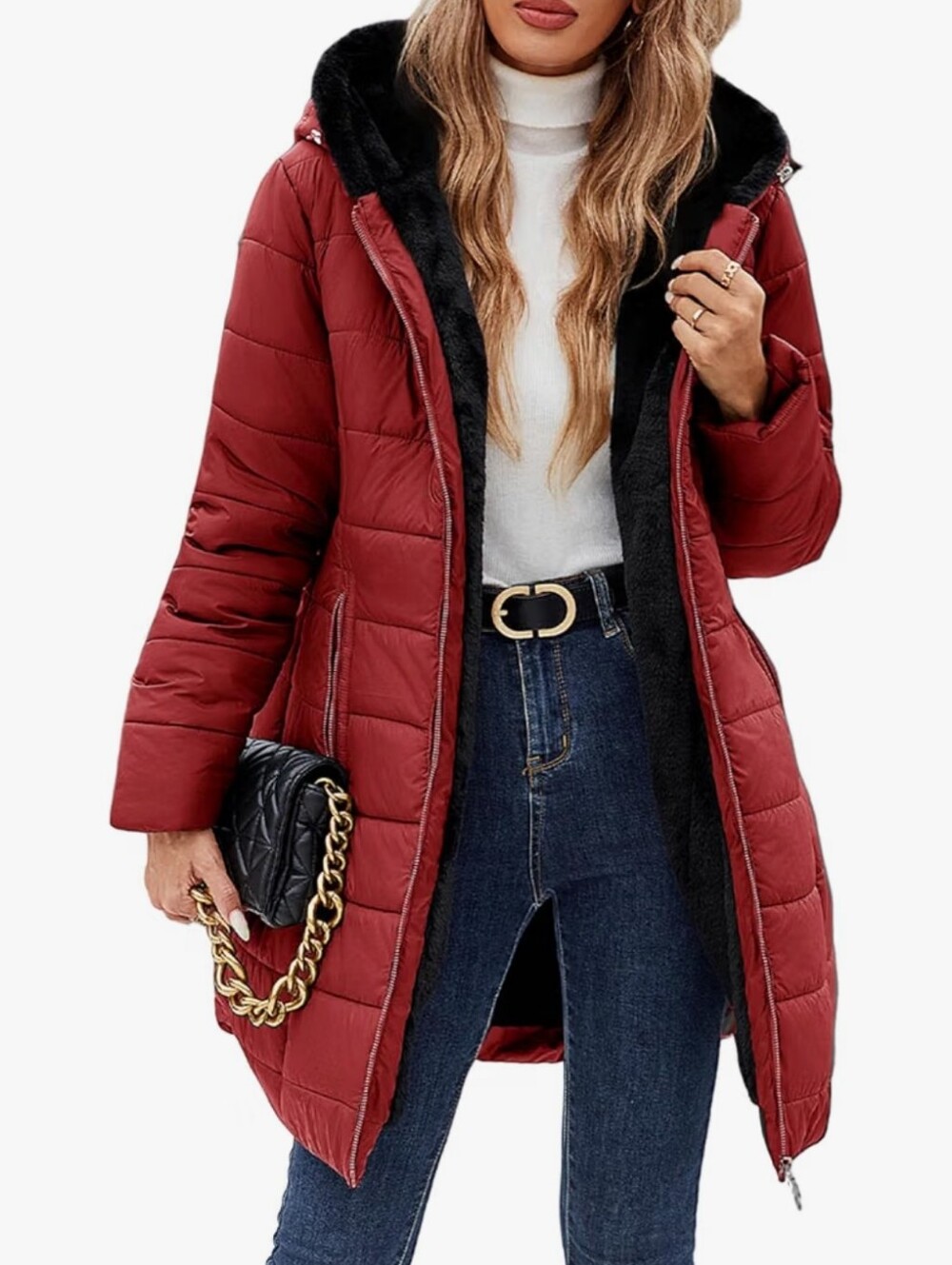 Winter Parka Coat Warm Fleece Long Down Jacket